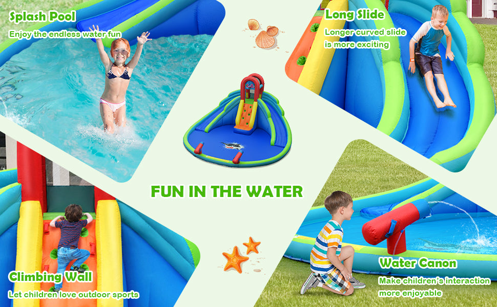 Inflatable Water Slide Bounce House with Mighty Splash Pool & 780W Air Blower