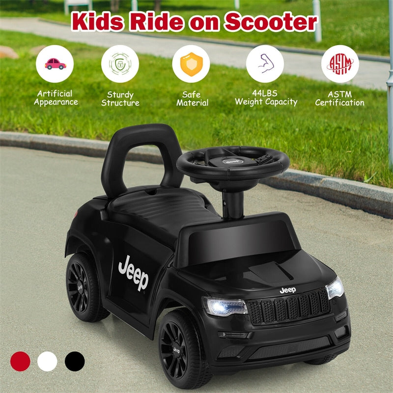 Jeep Kids Ride On Push Car with Steering Wheel Under Seat Storage