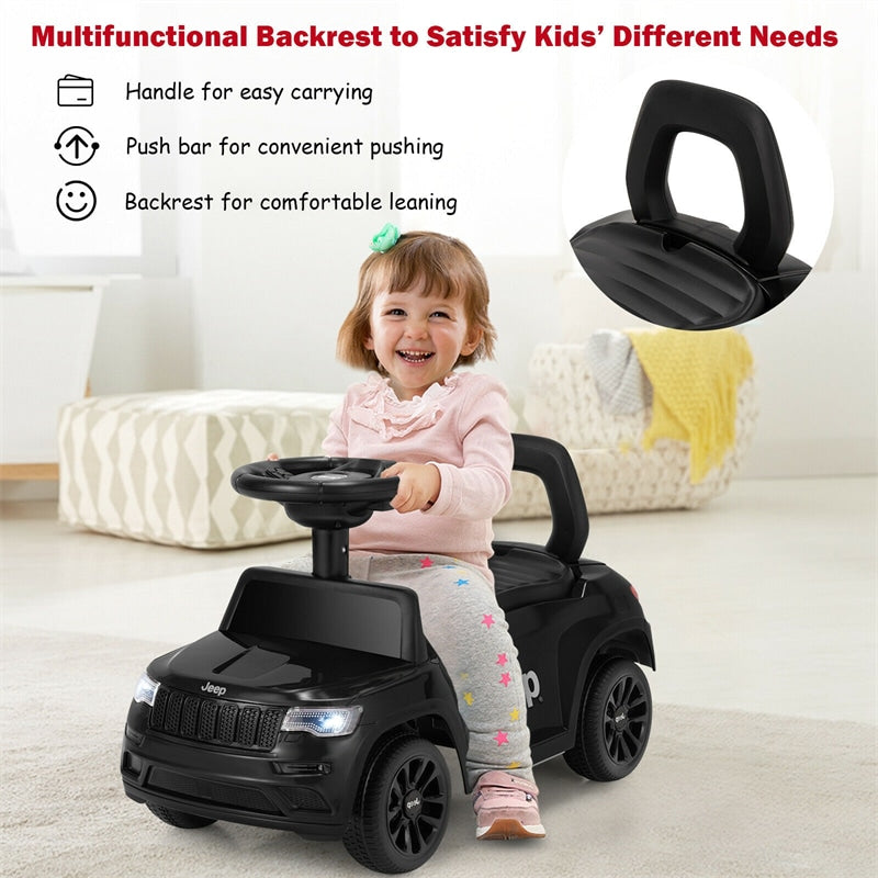 Jeep Kids Ride On Push Car with Steering Wheel Under Seat Storage