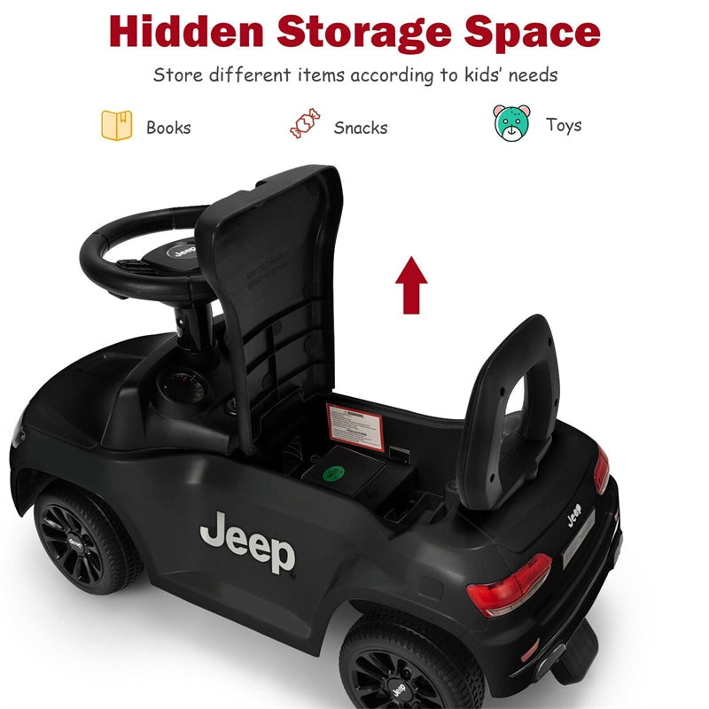 Jeep Kids Ride On Push Car with Steering Wheel Under Seat Storage