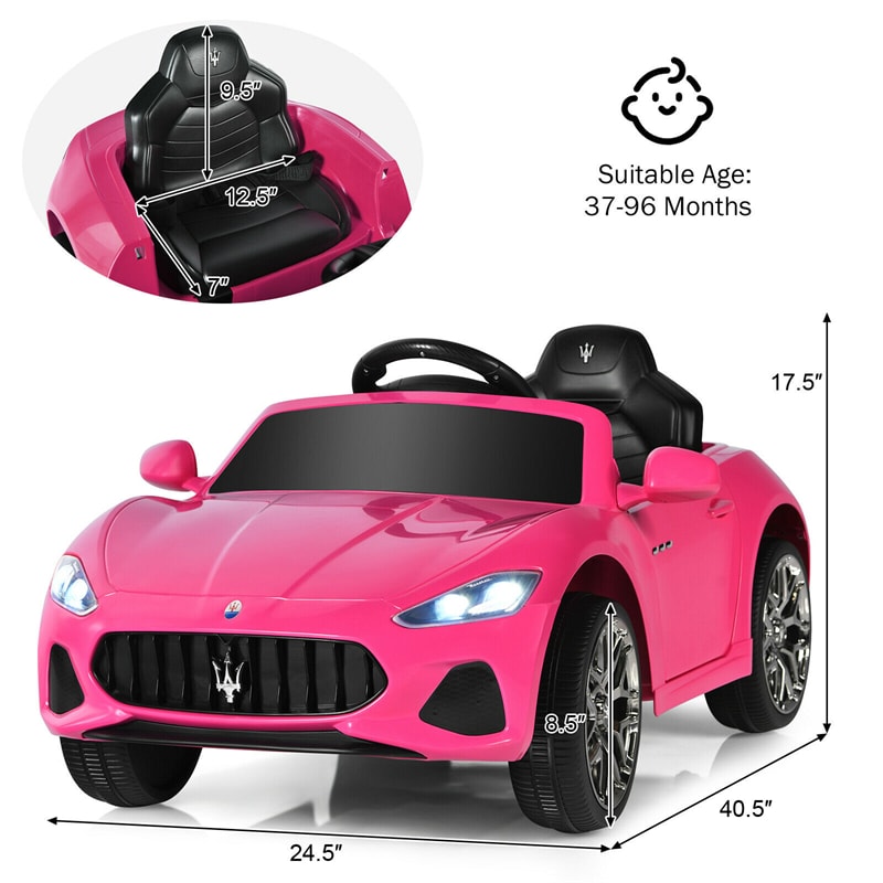 Licensed Maserati GranCabrio 12V Kids Electric Ride On Car W/ Parental Remote and Lights