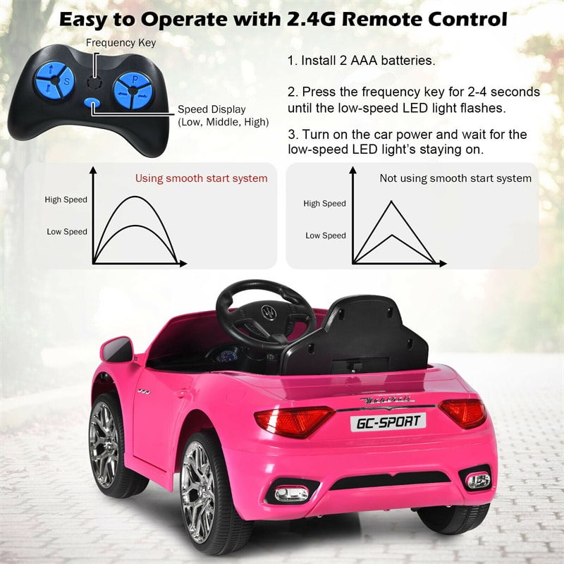 Licensed Maserati GranCabrio 12V Kids Electric Ride On Car W/ Parental Remote and Lights
