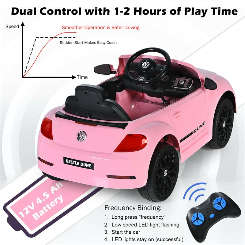 Licensed Volkswagen Beetle 12V Battery Powered Kids Ride On Car with Remote Control