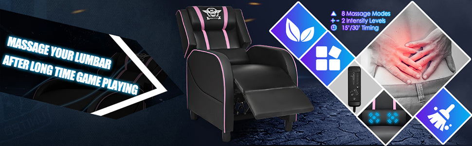 Massage Gaming Chair Racing Style Recliner Sofa Adjustable PU Leather Game Chair Home Theater Seat