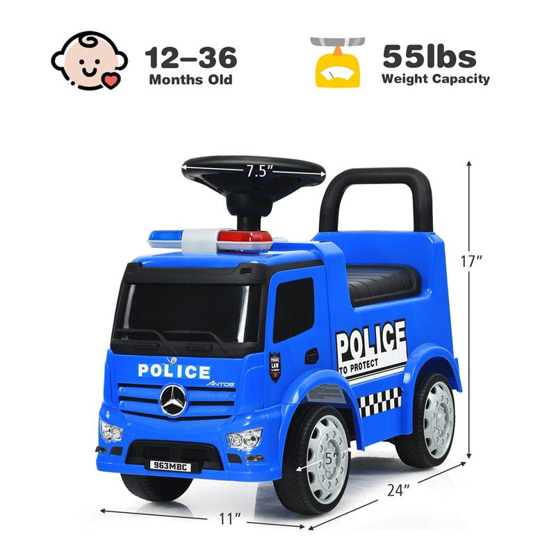 Mercedes Benz Kids Ride On Police Car Push Car with Steering Wheel