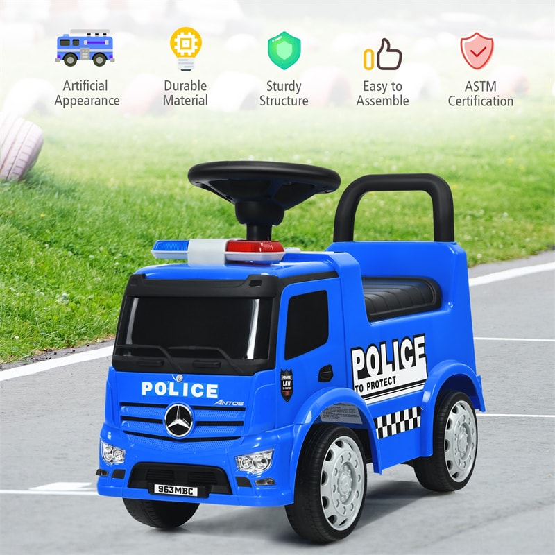 Mercedes Benz Kids Ride On Police Car Push Car with Steering Wheel