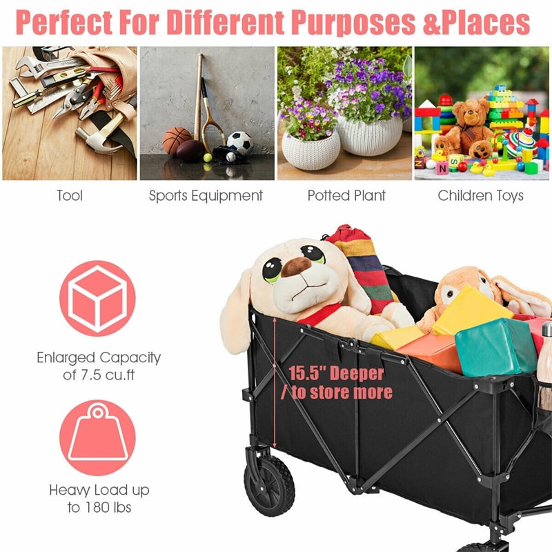 Outdoor Collapsible Utility Garden Wagon Cart Trolley Buggy