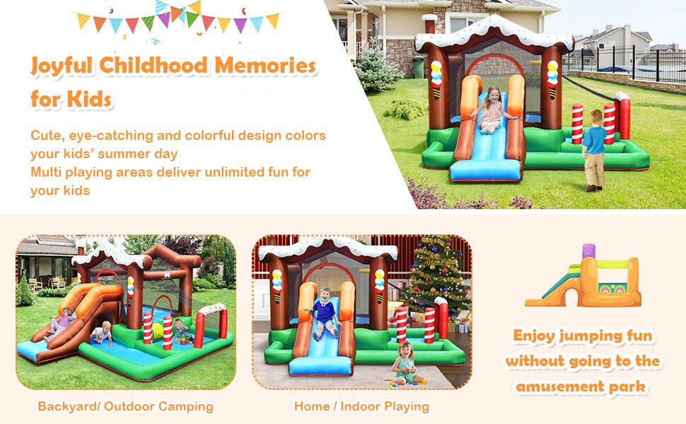 Outdoor Indoor Inflatable Bouncer Kids Snow House Bouncy Castle with 480W Air Blower