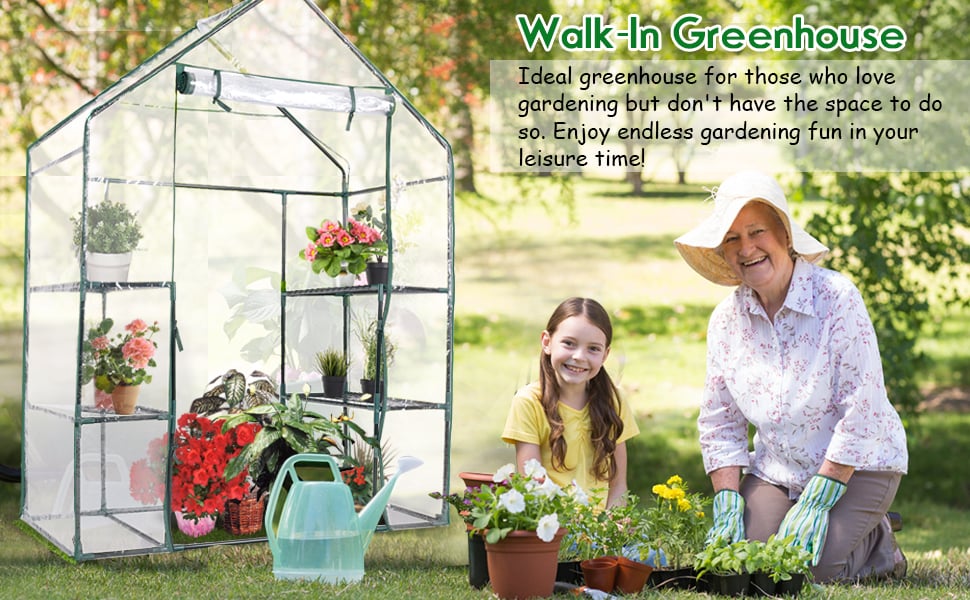 Outdoor Portable 4 Shelves Walk-in Greenhouse