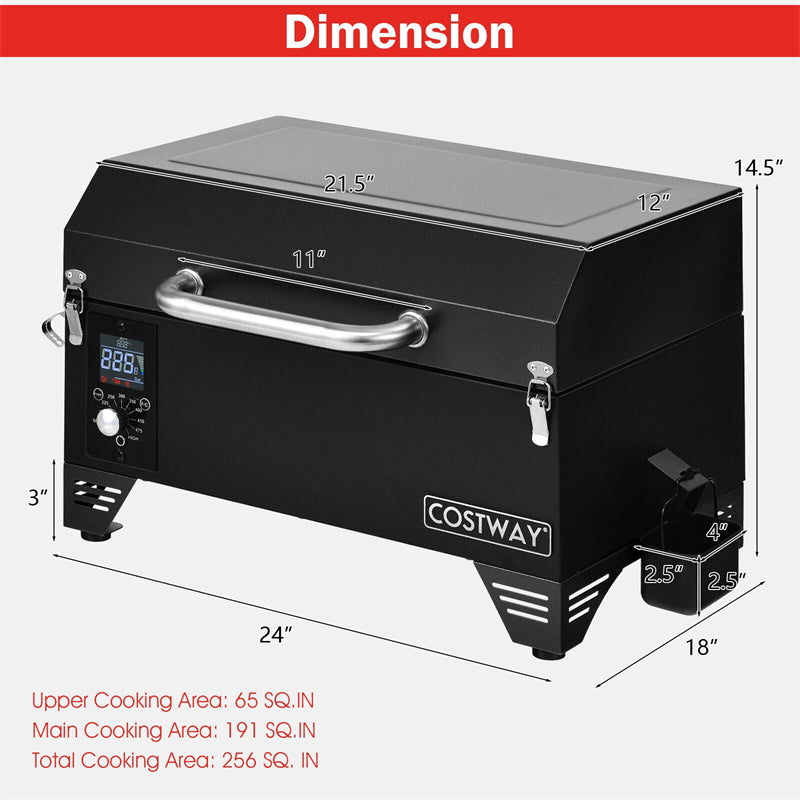 Outdoor Portable Tabletop Pellet Grill BBQ Smoker with Digital Temperature Control