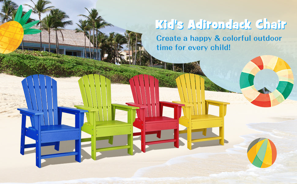 Patio Kids Folding Adirondack Chair Outdoor Chair with Ergonomic Backrest
