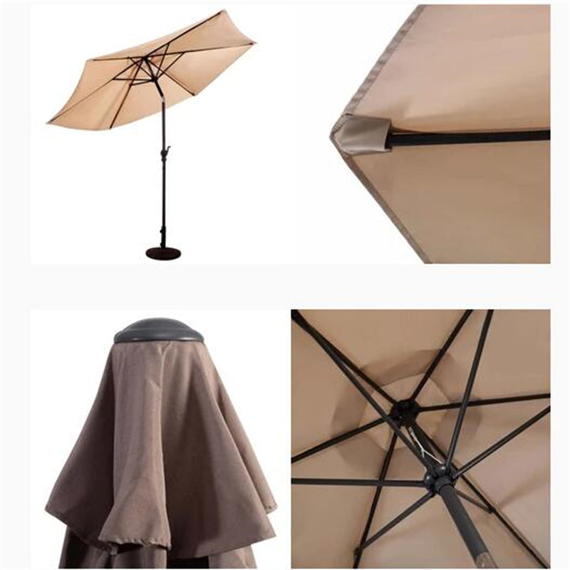 9FT Patio Umbrella 6 Ribs Tilt Crank Outdoor Umbrella