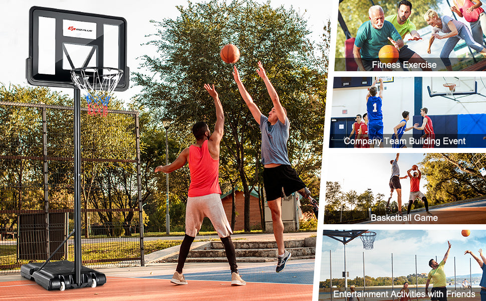 Outdoor Portable Basketball Hoop Height Adjustable Basketball Goal System with 44" Shatterproof Backboard for Kids Adults