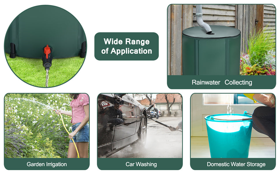 Portable Collapsible Rain Barrel Water Collector Tank Water Storage