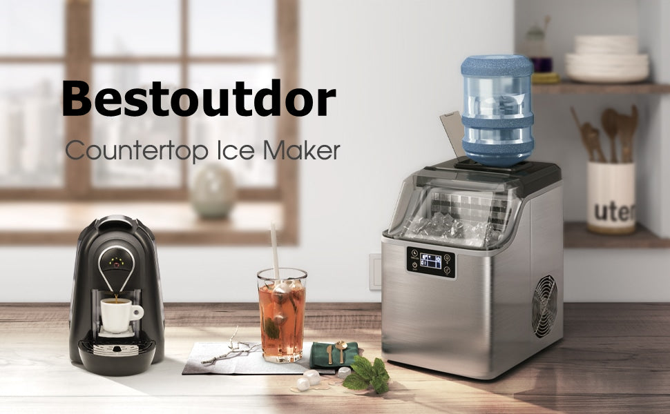 Portable Electric Countertop Ice Maker with Top Inlet Hole Ice Scoop Basket