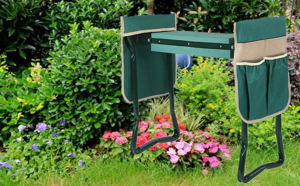Portable Folding Garden Kneeler and Seat with 2 Tool Pouches