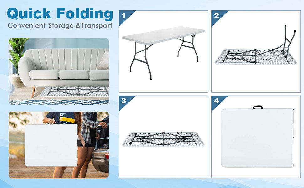 Portable Heavy Duty Outdoor Folding Camping Table with Carrying Handle