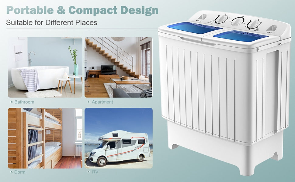 Deco Gear Compact Twin Tub Washing Machine, Agitation Wash and Spin Dr —  Beach Camera