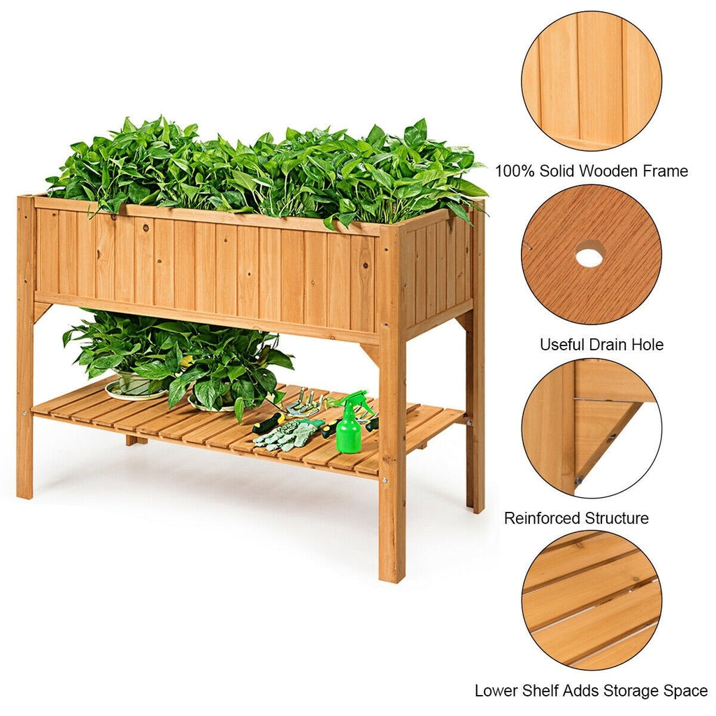 Raised Garden Bed Stand Elevated Wood Planter Box Shelf