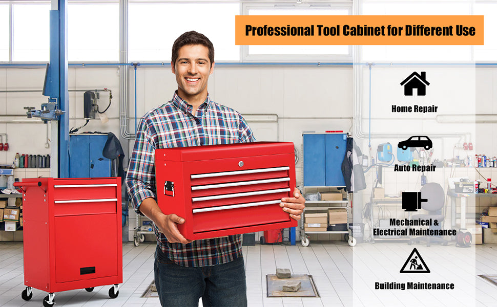 Rolling Tool Chest Removable Tool Storage Cabinet with 6 Sliding Drawers