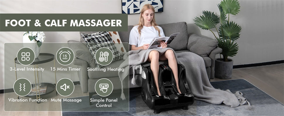 Shiatsu Electric Foot Massager Heat Vibration Deep Kneading Foot Calf Massager