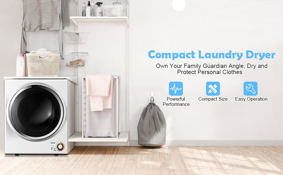 110V Stainless Steel Compact Electric Laundry Dryer Wall Mounted Portable Clothes Dryer
