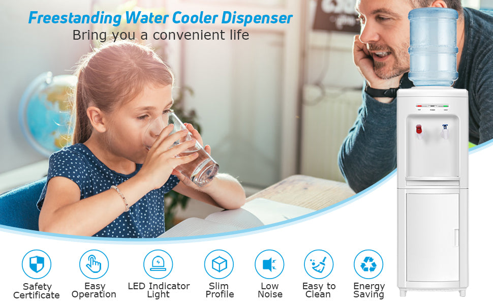 3-5 Gallon Top Loading Water Dispenser Cooler Hot and Cold with Child