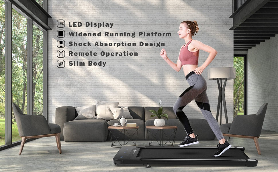 Under Desk Treadmill Electric Walking Pad Treadmill with Touchable LED Display & Remote Control for Home Office