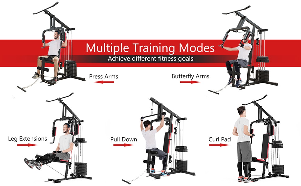 Weight Training Machine Multifunctional Strength Training Equipment Home Gym Exercise Workout Equipment with 100 lbs Weight Stack
