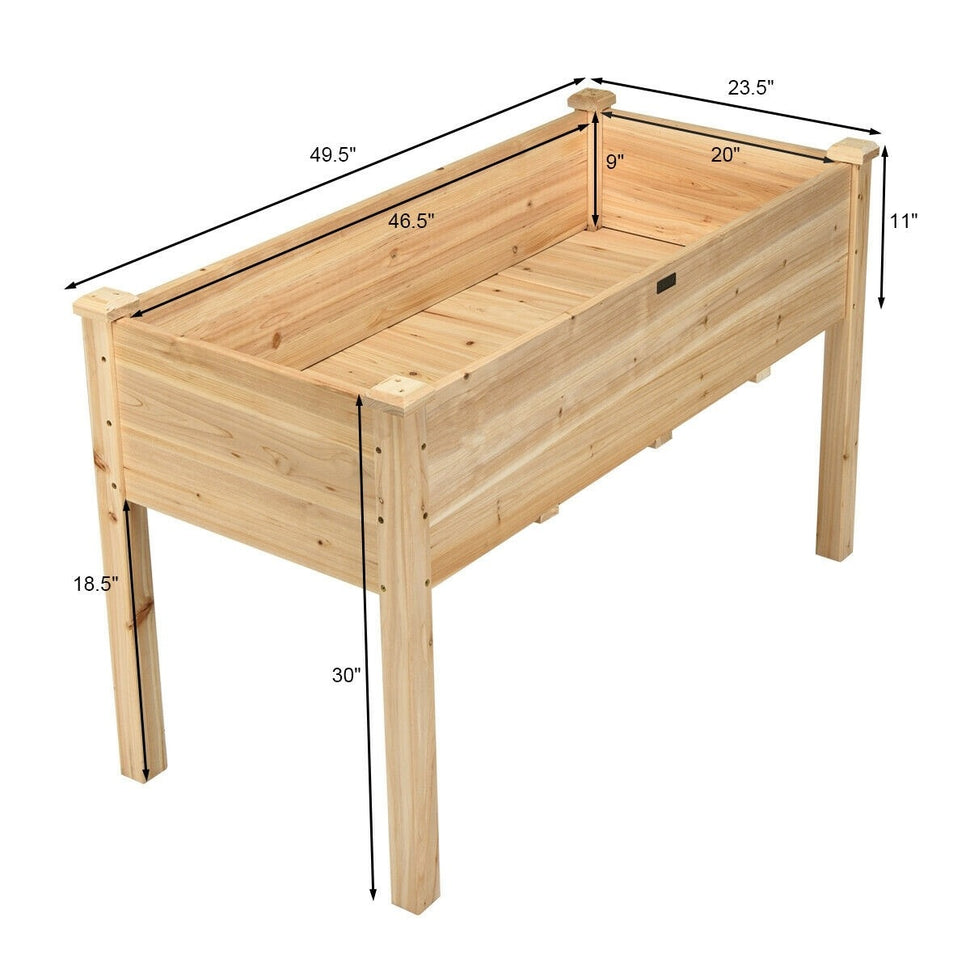 Wood Raised Garden Bed Elevated Planter Box with Legs