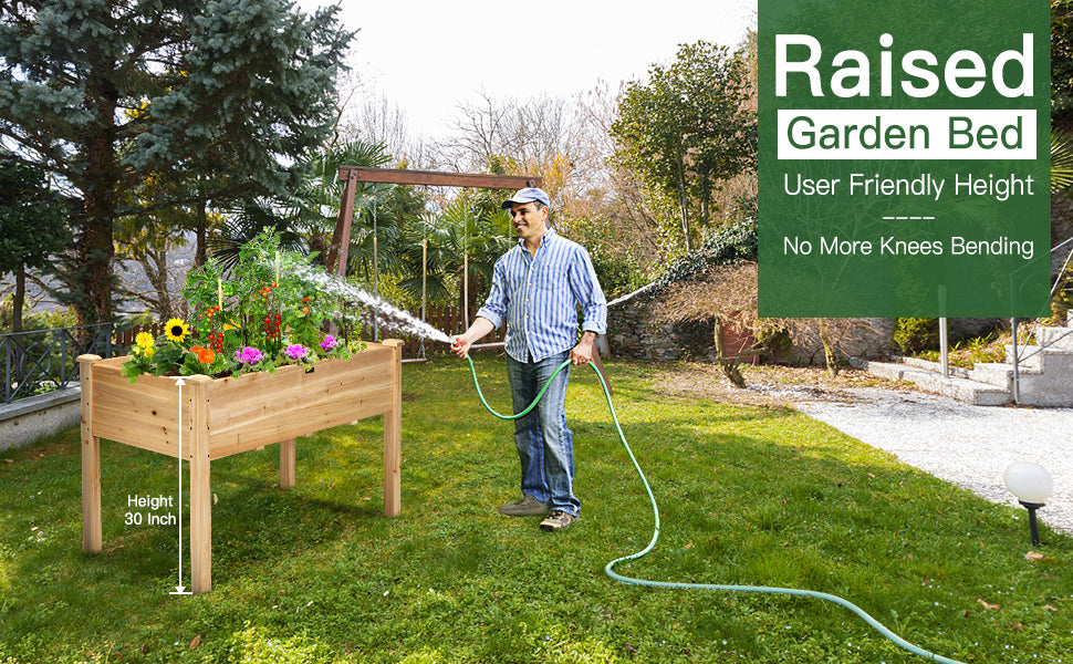 Wood Raised Garden Bed Elevated Planter Box with Legs