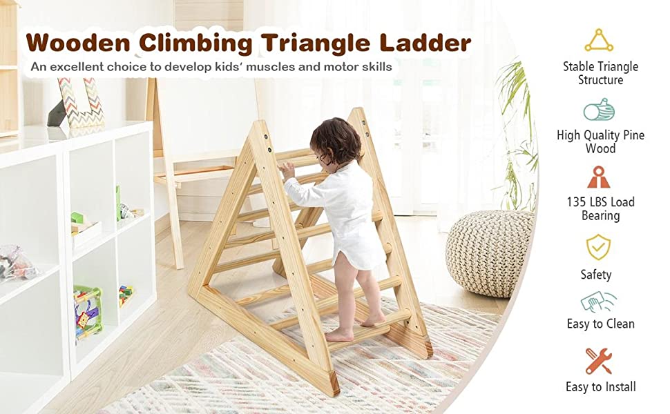 Wooden Climbing Pikler Triangle Ladder Play Equipment for Toddler