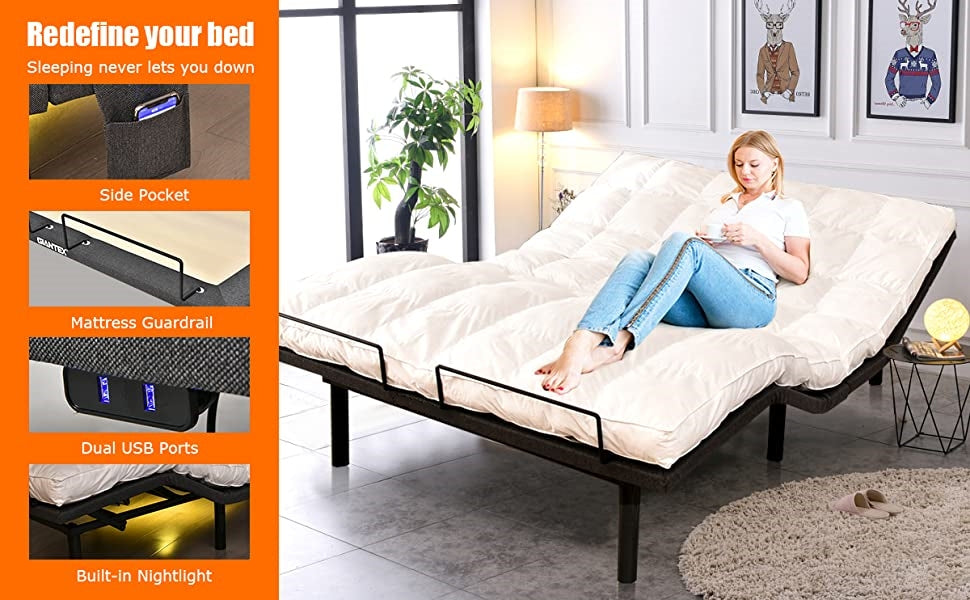 Queen Adjustable Bed Base Zero Gravity Electric Bed Frame with Massage Mode & Remote Control