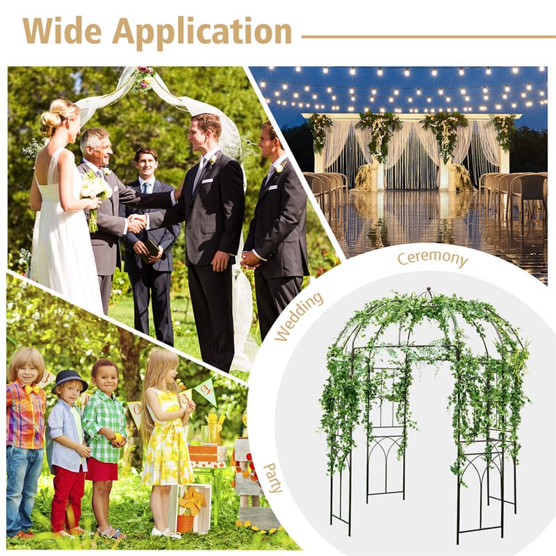 Birdcage Shape Garden Arbor 7’ x 8.4’ Heavy Duty Metal Garden Pergola Trellis Outdoor Arch Pavilion for Climbing Plants Wedding Party Decor
