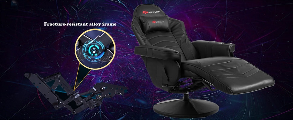 Gaming Recliner Height Adjustable Massage Gaming Chair Ergonomic Single Sofa Home Theater Seating with Retractable Footrest & Cup Holder