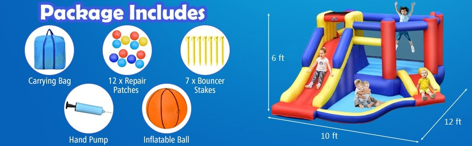 Inflatable Bounce House Kids Jumping Castle Bouncy House with Double Slides & Climbing Wall for Toddlers Backyard Birthday Gifts