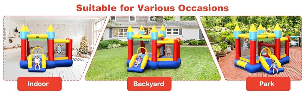 Inflatable Bounce House Slide Jumping Castle Ball Pit Tunnel Bouncy House for Kids Indoor Outdoor Party Family Fun without Blower