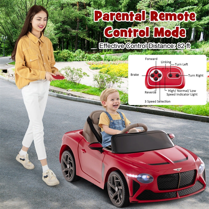 Kids Ride-on Car 12V Licensed Bentley Bacalar Battery Powered Electric Vehicle Toy with Remote Control & LED Lights for 3+ Years Old