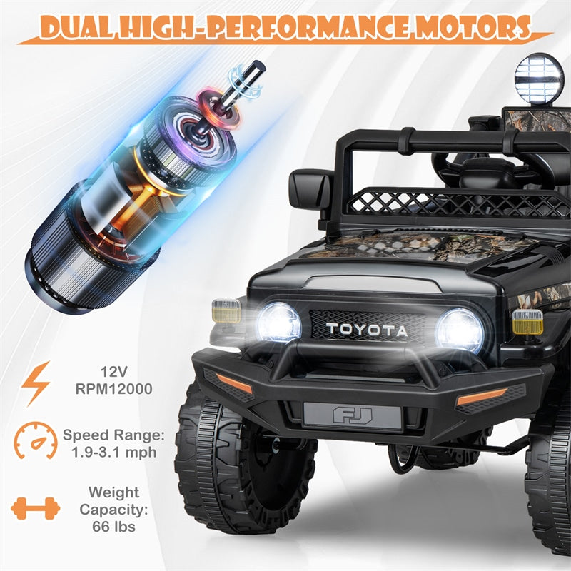 Kids Ride on Car 12V Licensed Toyota FJ Battery Powered Ride on Truck with Remote Control & LED Lights