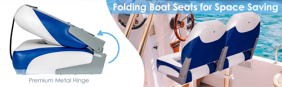 Low Back Boat Seats 2 Pack Folding Fishing Boat Seats Captain Bucket Seats with Stainless Steel Screws & Aluminum Hinges