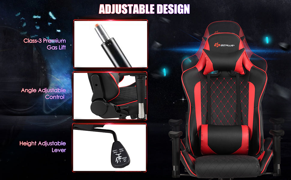 Massage Gaming Chair Gaming Recliner Ergonomic High Back Office Computer Chair with Adjustable Armrest & Lumbar Pillow