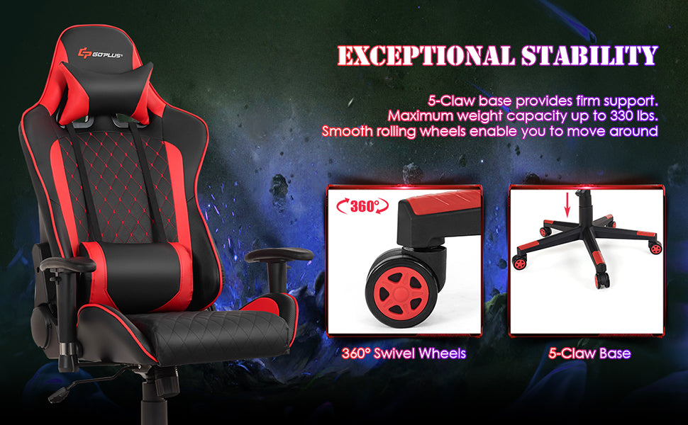 Massage Gaming Chair Gaming Recliner Ergonomic High Back Office Computer Chair with Adjustable Armrest & Lumbar Pillow