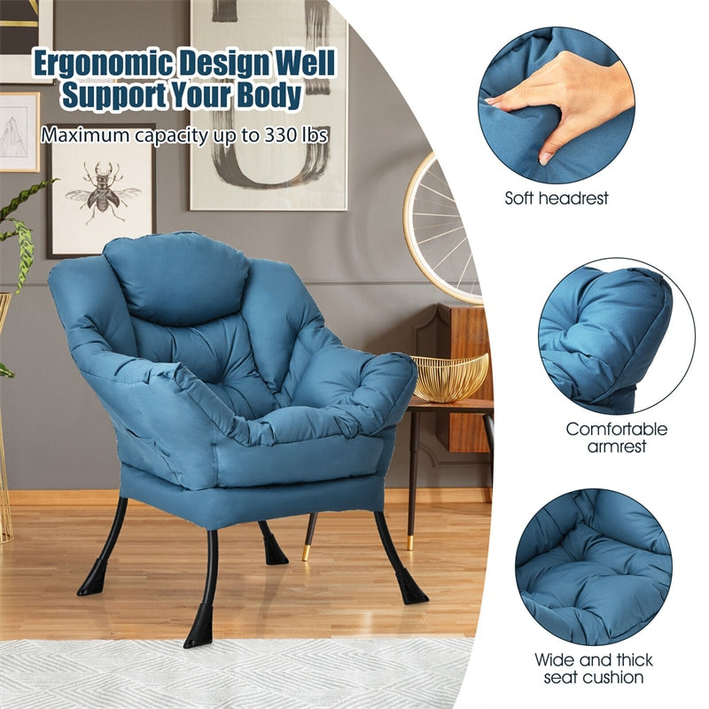 Modern Fabric Lazy Chair Upholstered Accent Sofa Chair Leisure Lounge Armchair with Storage Pocket