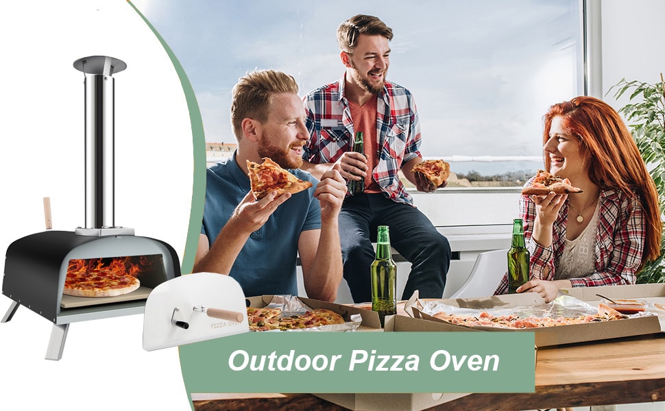 Outdoor Pizza Oven Wood Pellets Fired Pizza Oven Portable Pizza Maker for Grill with 13'' Pizza Stone & Pizza Peel