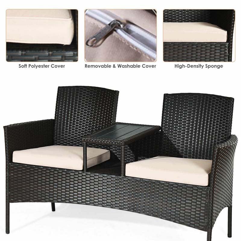 Eletriclife Modern Patio Set with Built-in Coffee Table and Cushions