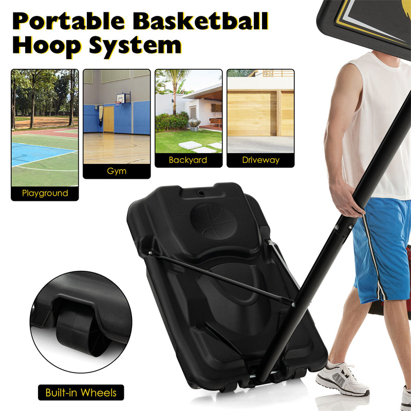 Outdoor Indoor Portable Basketball Hoop System 4.25-10FT Adjustable Basketball Goal with 44’’ Shatterproof Backboard & Fillable Base