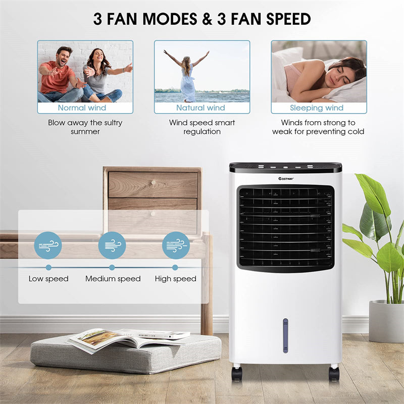 Portable Evaporative Cooler Air Cooler Fan Filter Humidify Anion with Remote Control & Water Tank