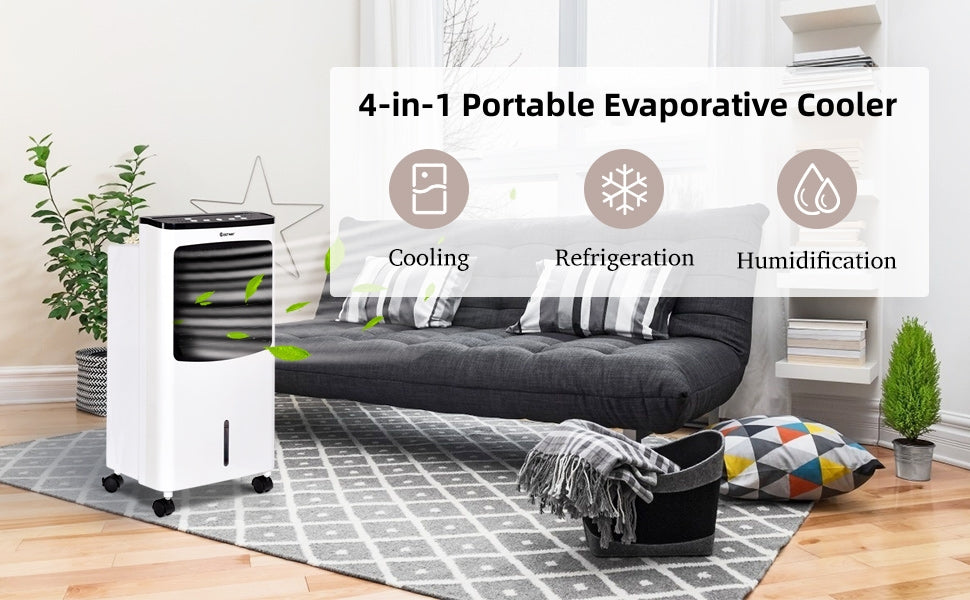 Portable Evaporative Cooler Air Cooler Fan Filter Humidify Anion with Remote Control & Water Tank