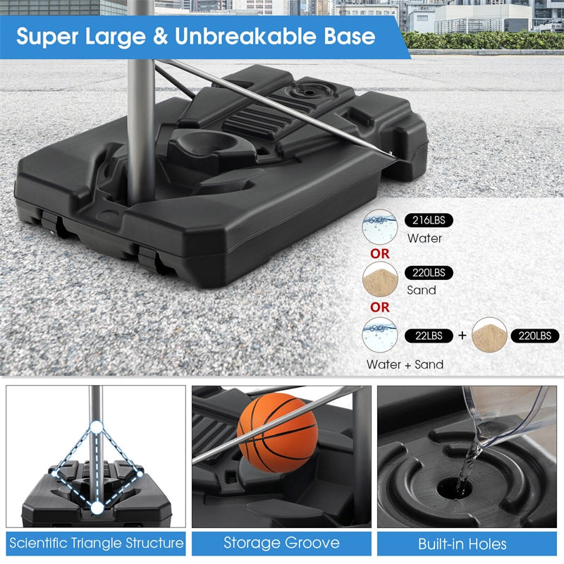 Portable Outdoor Basketball Hoop 64’’-79’’ Adjustable Poolside Basketball Goal System with 44" Backboard Wheeled Fillable Base