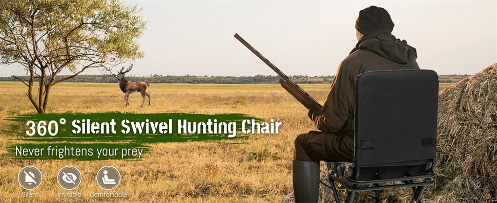 360° Swivel Hunting Chair Folding Ground Blind Chair Hunting Seat with All-Terrain Duck Feet & Padded Cushion